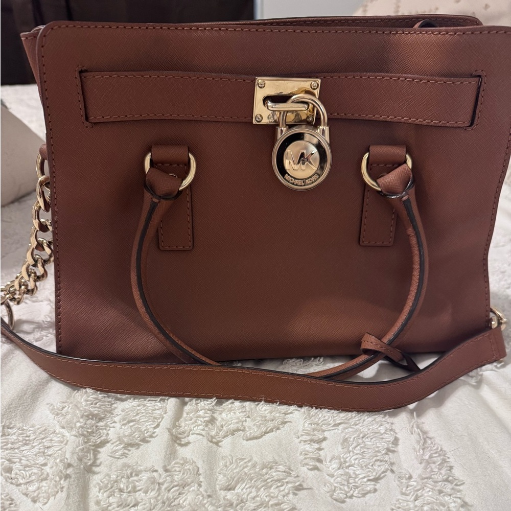 Michael Kors Brown Satchel with Gold Accents